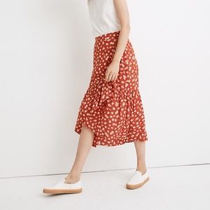 Madewell Ruffle-Wrap Midi Skirt in Happy Hibiscus